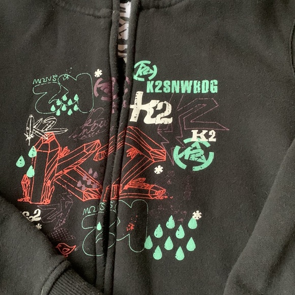 K2 black graphic ladies full zip HOODIE vintage - Picture 2 of 7